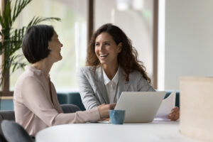 Two businesswomen working in office